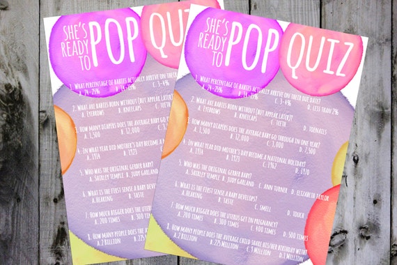 INSTANT DOWNLOAD baby shower ready to pop quiz baby by