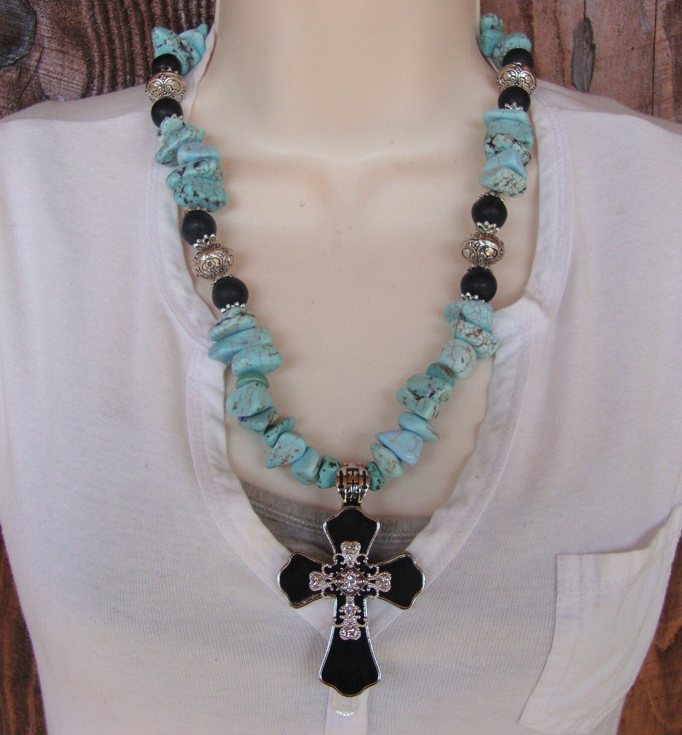 Cowgirl necklace rodeo necklace turquoise by Mariasmisbeadhaven