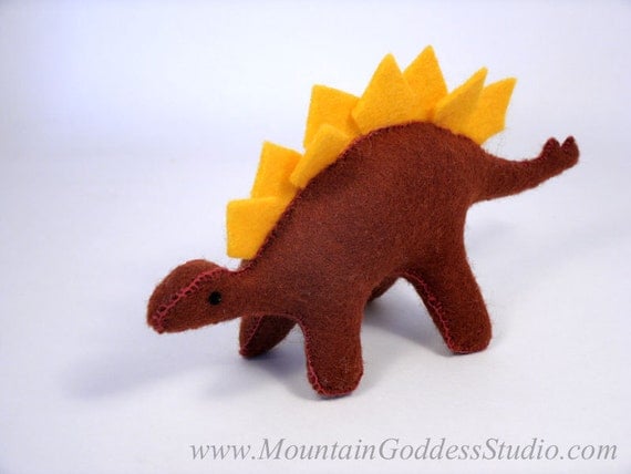 Miniature Cinnamon Felt Toy Stegosaurus (dinosaur)