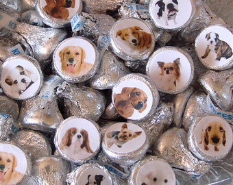 Puppy Party, Candy Stickers, Hershey Kiss Labels, Dog Birthday, Party Favors, Printed