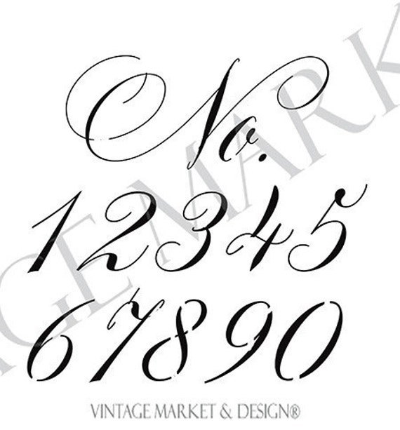 FREE SHIPPING Number Script Stencil