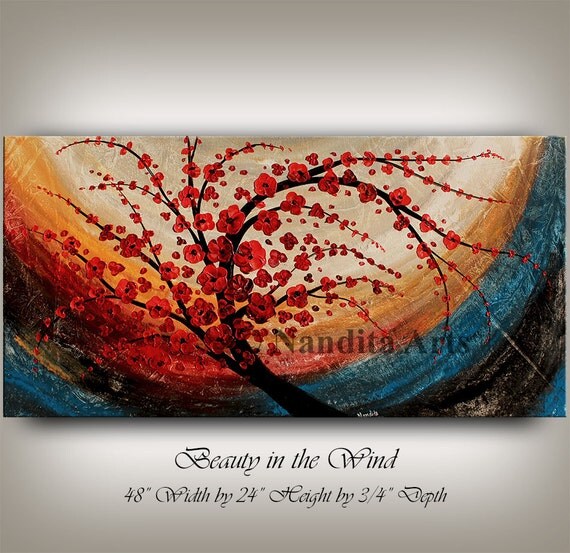 Abstract Floral Painting Wall Art Decor by ContemporaryArtDaily