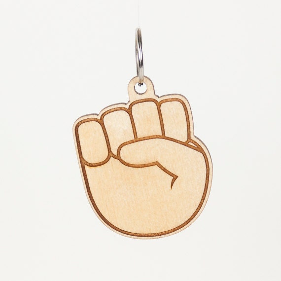 Raised Fist Emoji Keychain Fist Pump Emoji Carved by LadyMaggies