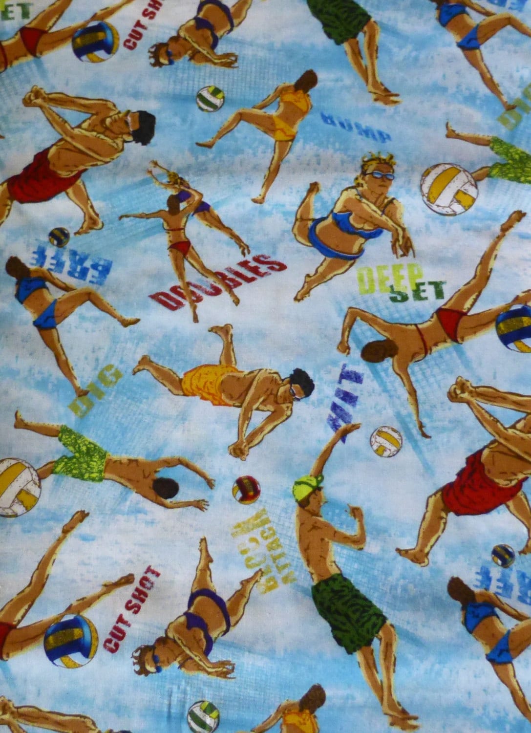Cotton Fabric Quilt Sports Volleyball Fabric SunSurfSand