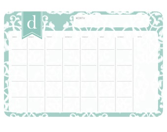 Personalized Monthly Desk Calendar. Monthly Planner. Desk Calendar. Preppy Calendar. Monogrammed Calendar. Planner.