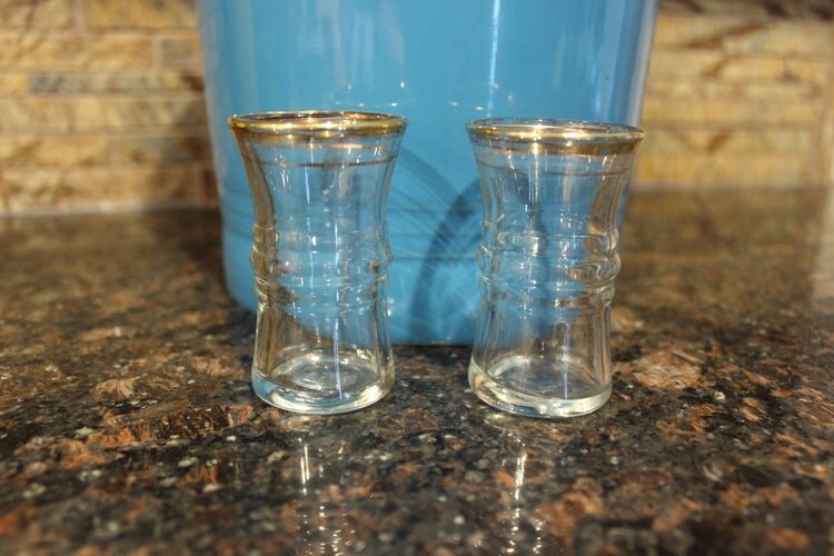 Vintage GoldRimmed Barrel Shot Glasses Set of by BadgerDenBazaar