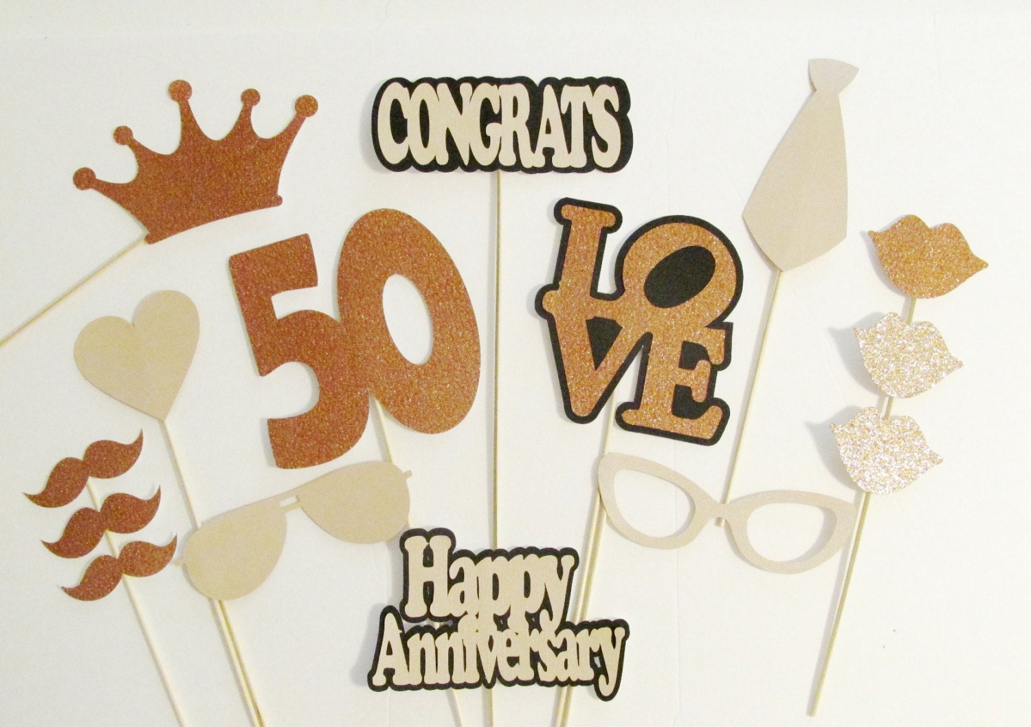 Photo Booth Props 50th Anniversary Party Decorations 15pc set