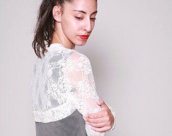 Cream lace Shrug, Wedding shrug, Bridal Shrug, Long Sleeve Bolero Shrug, Accessories By Dragonflyhm
