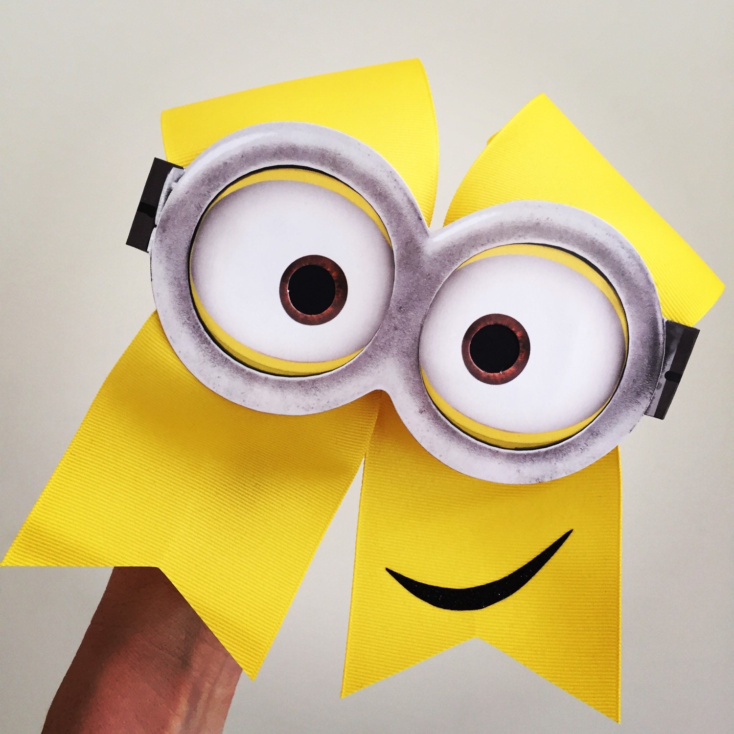 Deluxe Minion face cheer bow hair cheerbow yellow