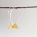 Hoop earrings, large sterling silver hoop earrings, gold triangle dangle, hammered hoop earrings