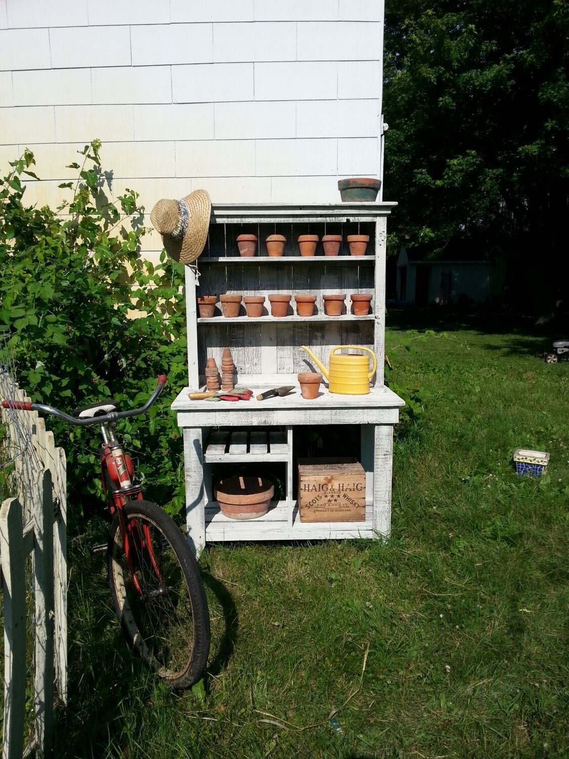 Barn Wood Potting Bench Plant Stand Handmade Cedar
