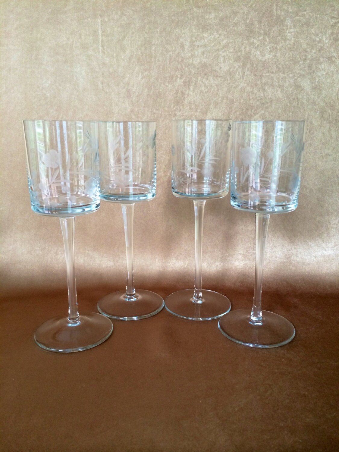 Etched Wine Glasses Toscany Romania Tall Stem Wine Glass