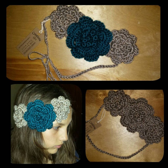 Items similar to Bohemian Flower Headband -Crochet, Teen, Girl, Women ...