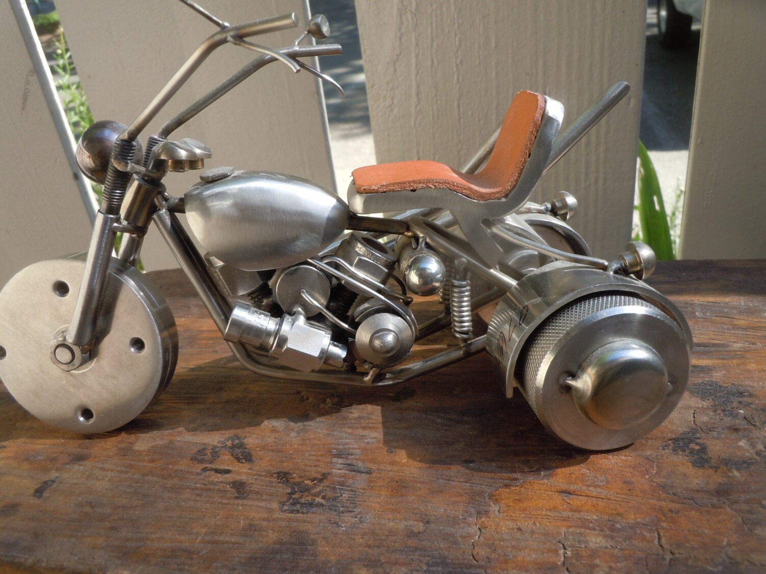Unique Steampunk Metal Art Motorcycle Trike Stainless Steel