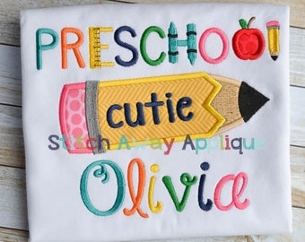 Preschool Cutie Back to School Machine Applique Design