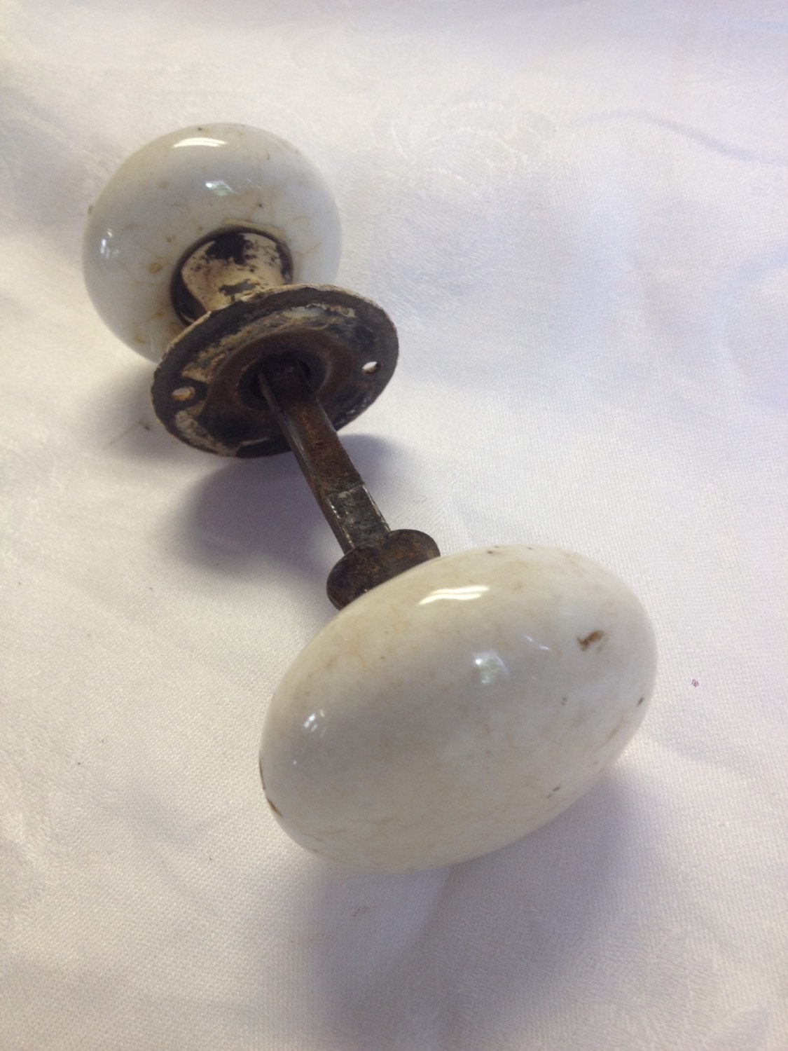 Antique White Porcelain Door Knob Set/ This Old House/