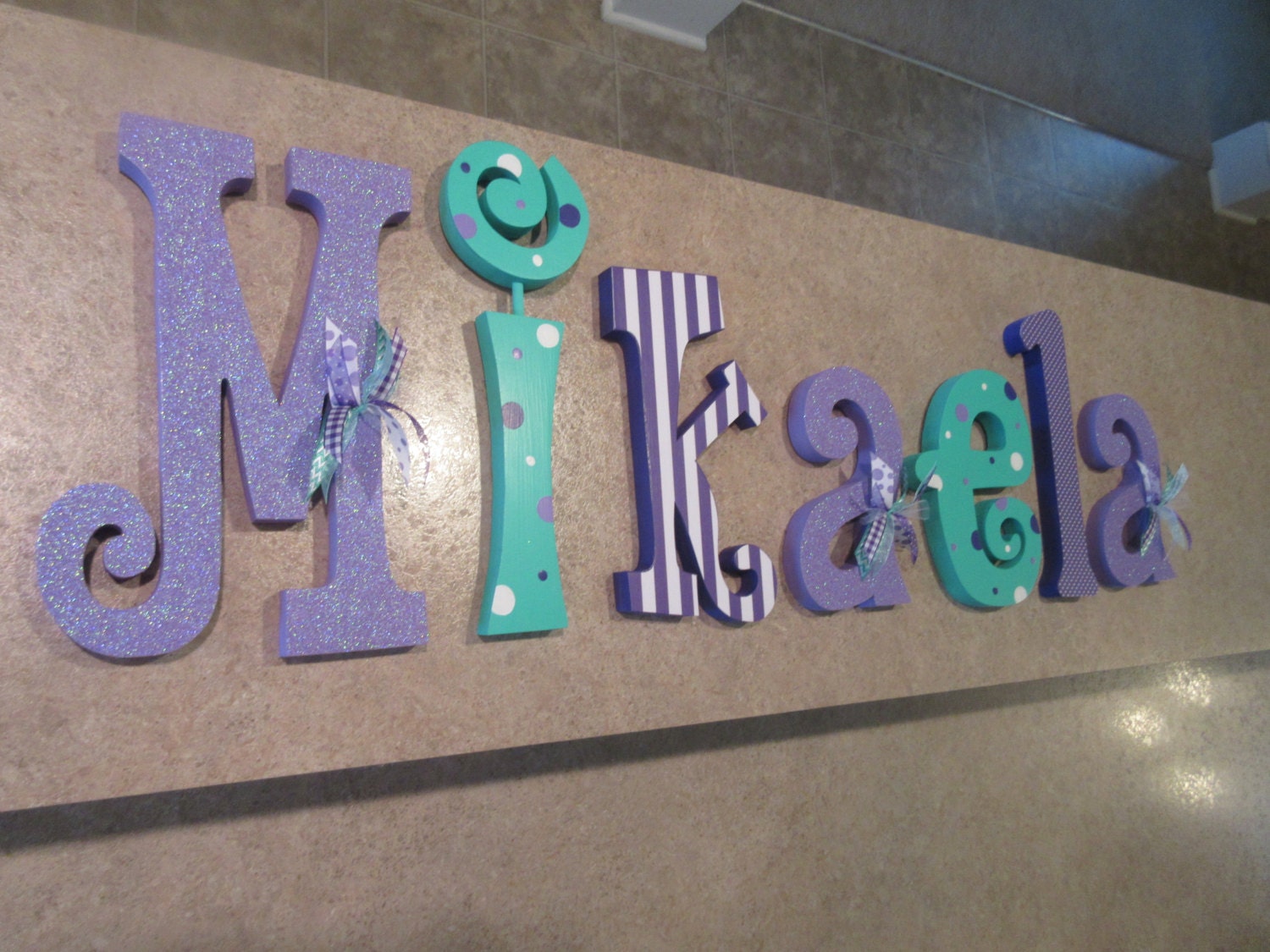 Nursery letters Nursery wall hanging letters Purple Teal