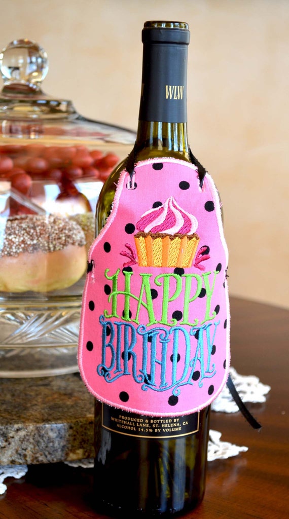 Birthday Wine Bottle Gift Wine Bottle Decor by HandbagsByDyana