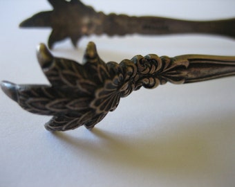 Gorgeous Antique Sterling Silver 1899 Ornate Sugar Thongs