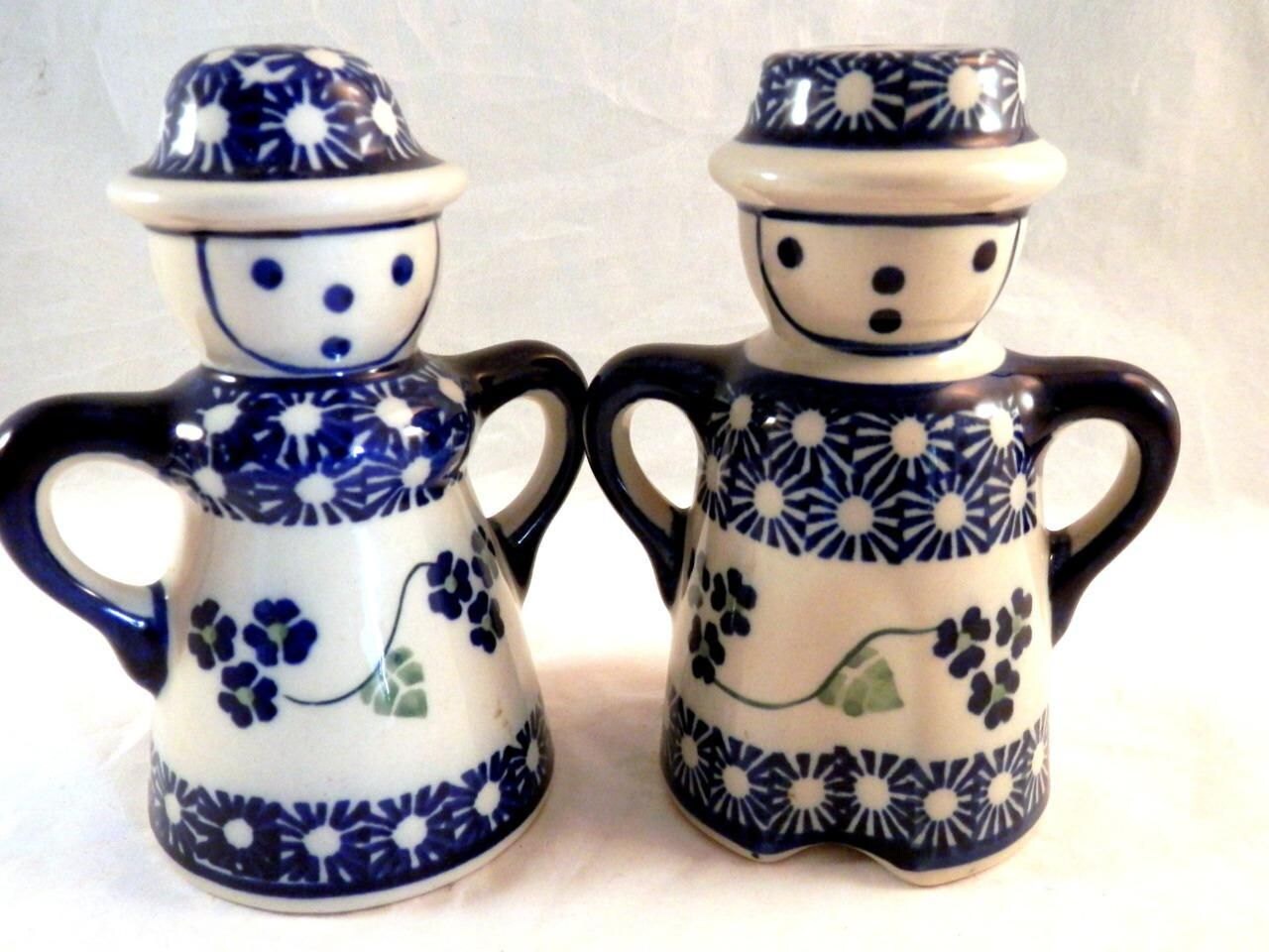 Boleslawiec Polish Pottery Salt and Pepper Shaker Blue White
