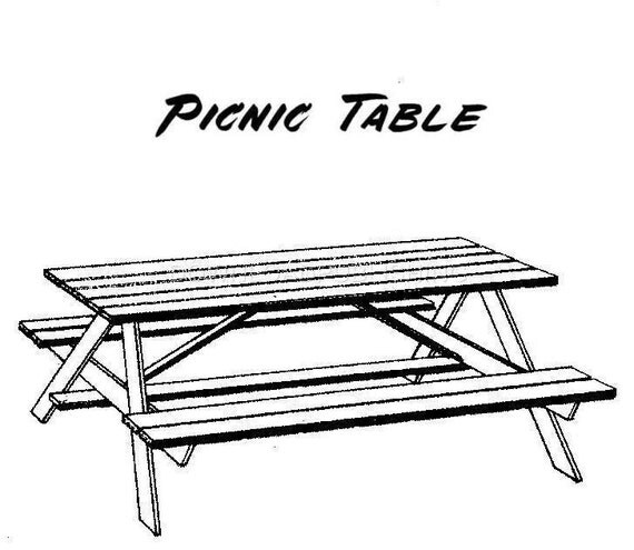 PICNIC TABLE PLANS Blueprints Attached Seats How To Woodworking 