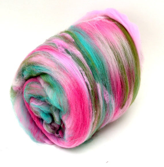 Superwash nylon spinning batt sock fiber batt hand dyed