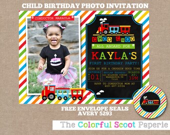 Train Birthday Invitation, Choo Choo Tarin Birthday Party, Choo Choo Train Invitation, Train, Photo Invite, Locomotive Birthday Party (#617)