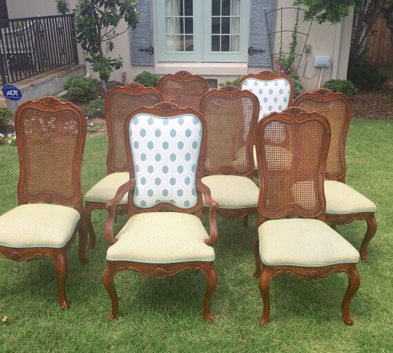 Queen Ann Antique side chairs arm chairs cane by FourKingsDesign
