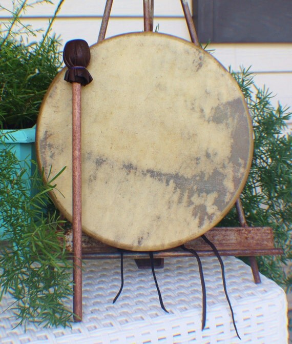 10 Deer Hide Hand Drum Native American by EarthMaidensEmporium
