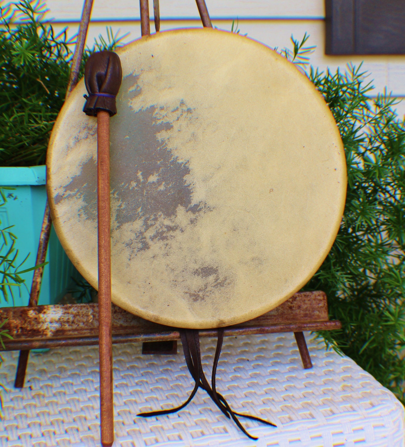 10 Elk Hide Hand Drum Native American Made by EarthMaidensEmporium