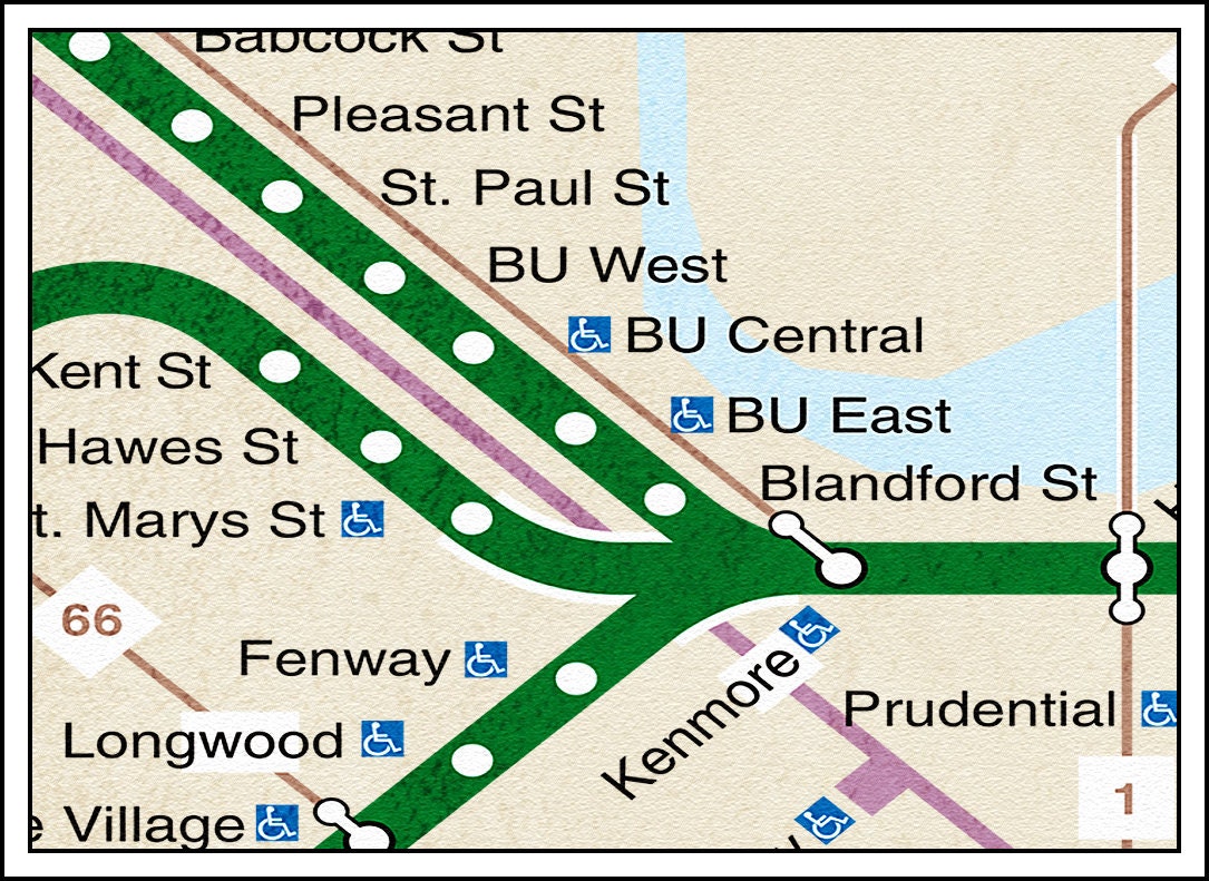 BOSTON Subway Map Poster. Tube Map Map Art Metro Map