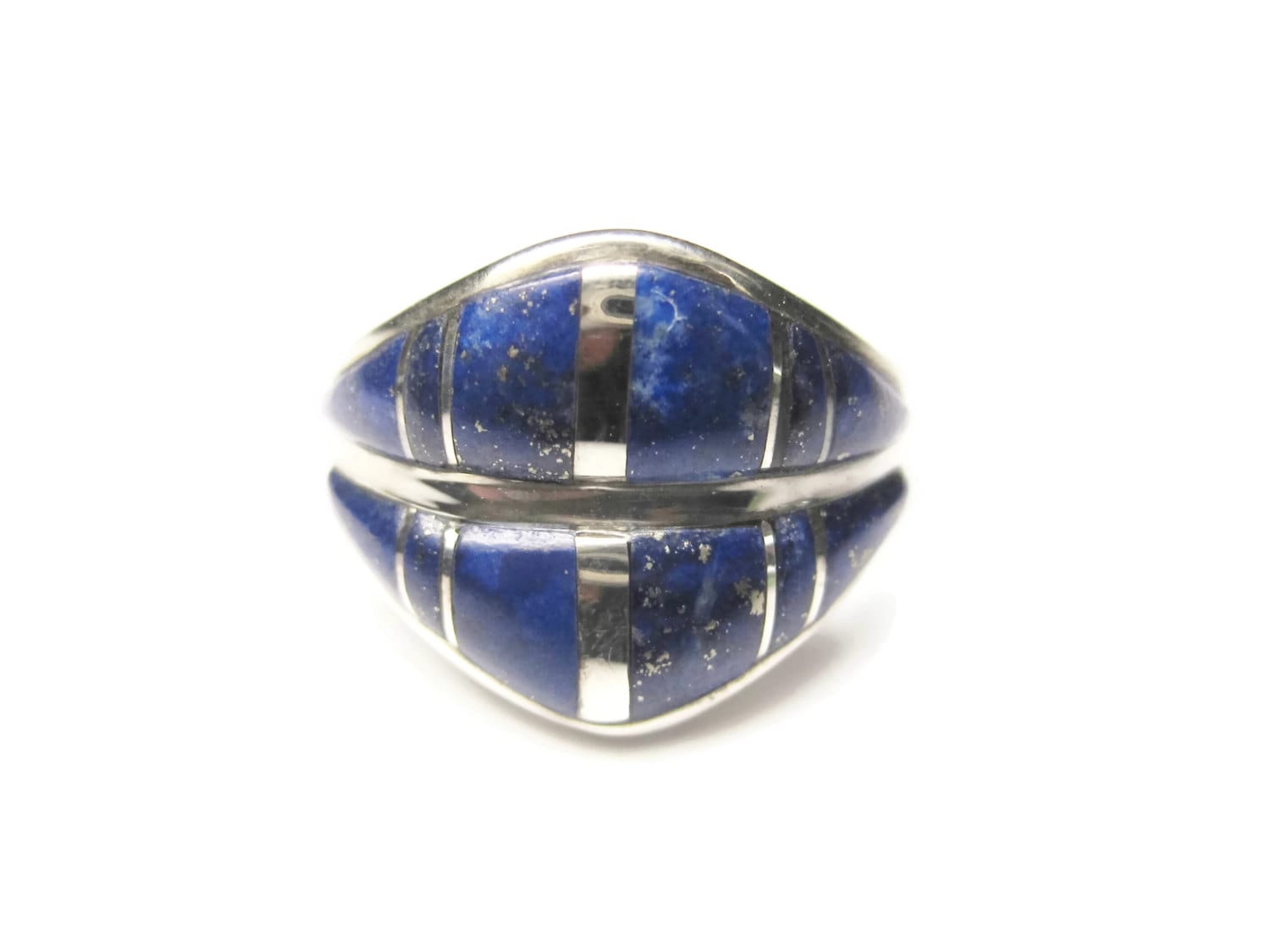 Vintage Zuni Lapis Inlay Ring Sterling Silver by BejeweledEmporium