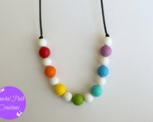 Rainbow necklace, 'SAPPHIRE'. Chewable nursing teething rainbow necklace. Perfect for babywearing