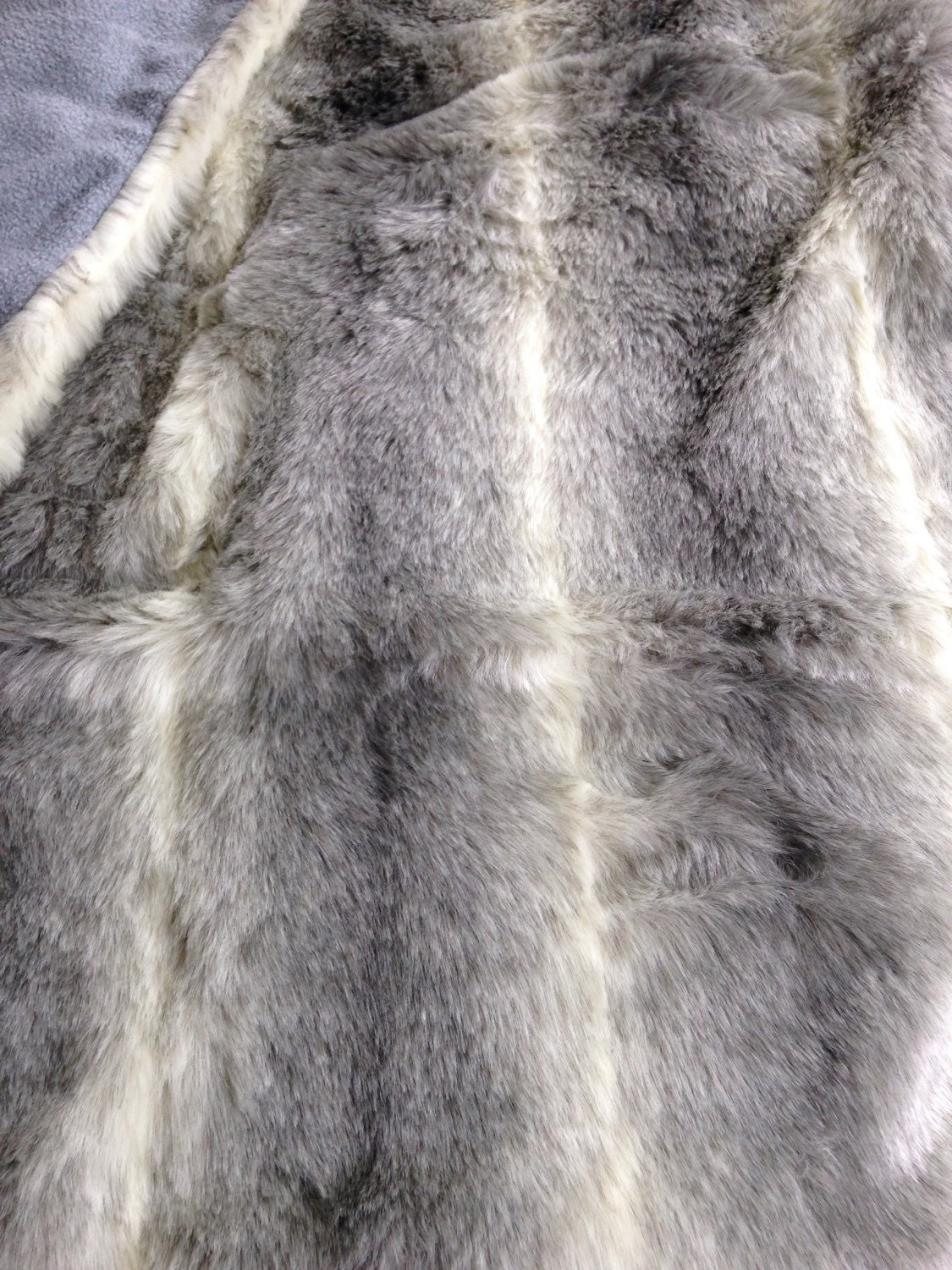 Small Faux Fur Throw 95cm x 75cm Grey Wolf