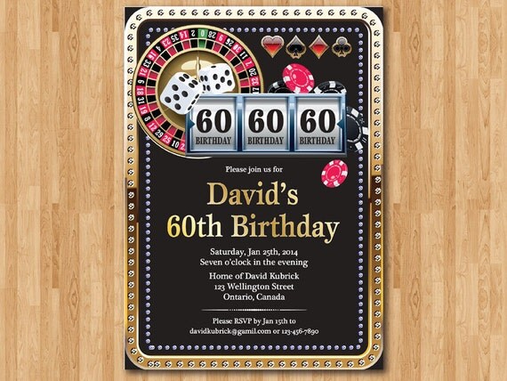 card birthday printable 70th free Invitation. Poker Birthday Playing Gold Casino 60th Card.