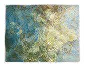 Abstract Art plush fleece blanket throw, 30x40 to 60x80, lightweight fleece blanket in green and aqua, contemporary decor, Wintercreek