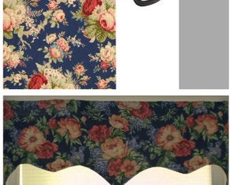 Kitchen curtain valance, kitchen valance, scalloped,straight valance, floral kitchen window valance, custom valance, 52x16 valances