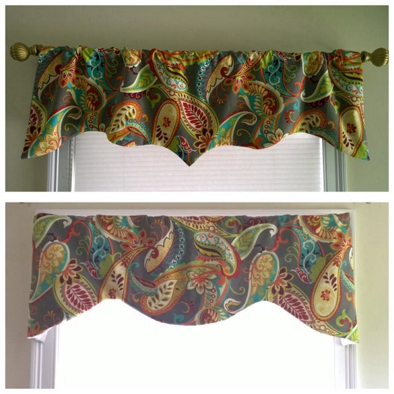 Lined valance Covington Whimsy Paisley Mardi Gras by CoolRoomDecor