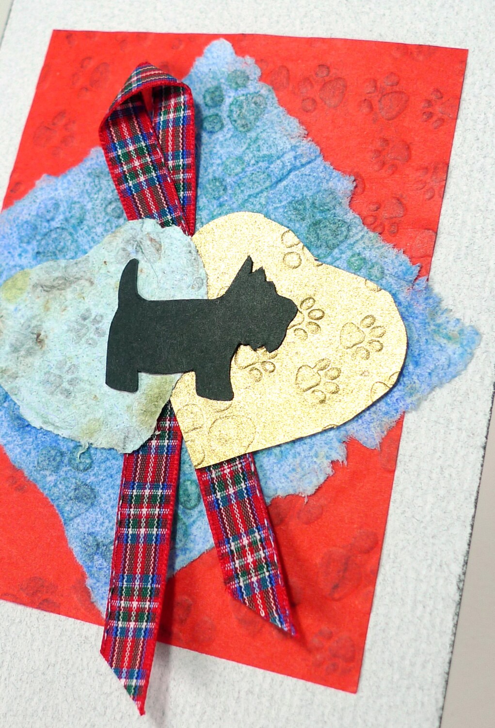 Tartan Paws Scottie Dog card Handmade blank card by McRtyCards
