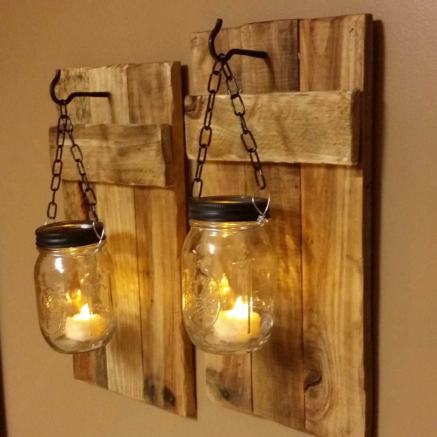 Mason Jar Candle Holder Rustic Decor sconce candle