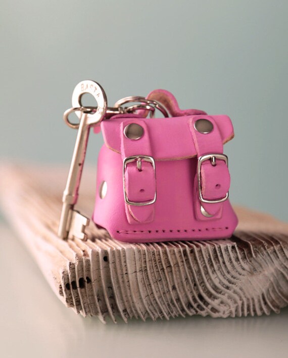Small open bag. Leather keychain keyfob key chain by secondstudio
