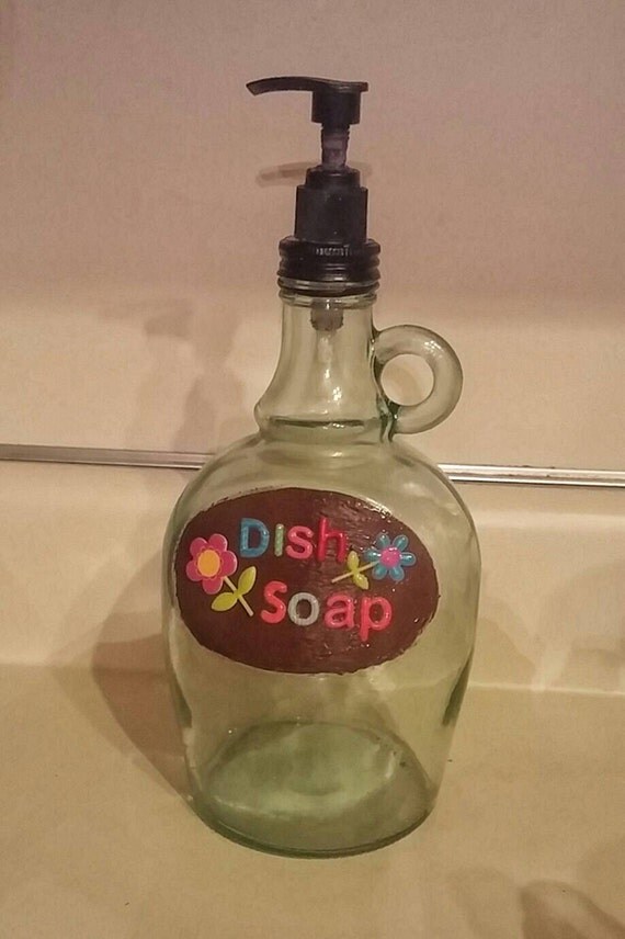 Items similar to Glass Wine Bottle Dish Soap Dispenser on Etsy