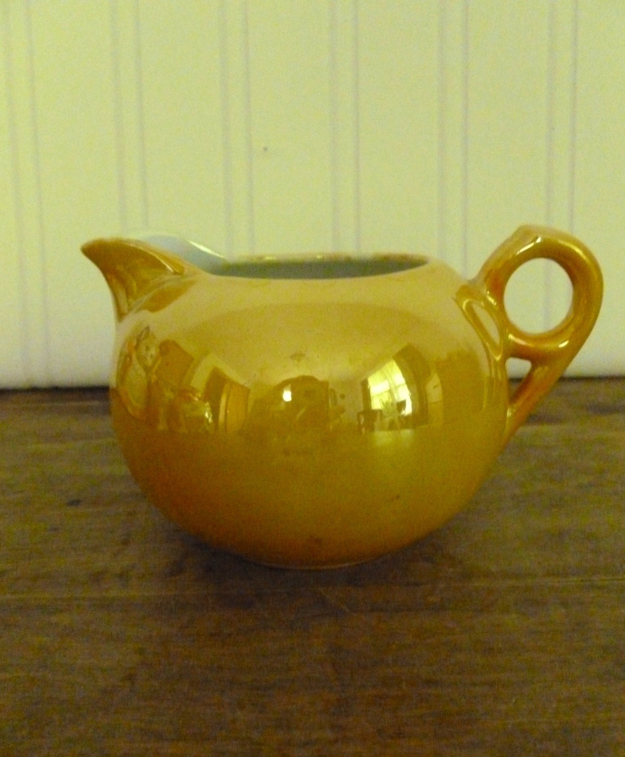 Vintage Yellow Gold Iridescent Glossy Porcelain Creamer – Japan ...