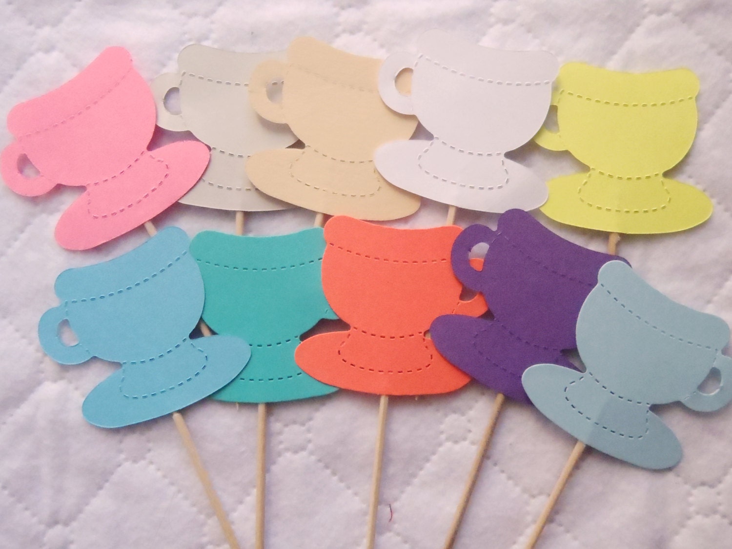 20 Tea Cup / Coffee Cup Cupcake Toppers Die Cut by ChicEventsDecor
