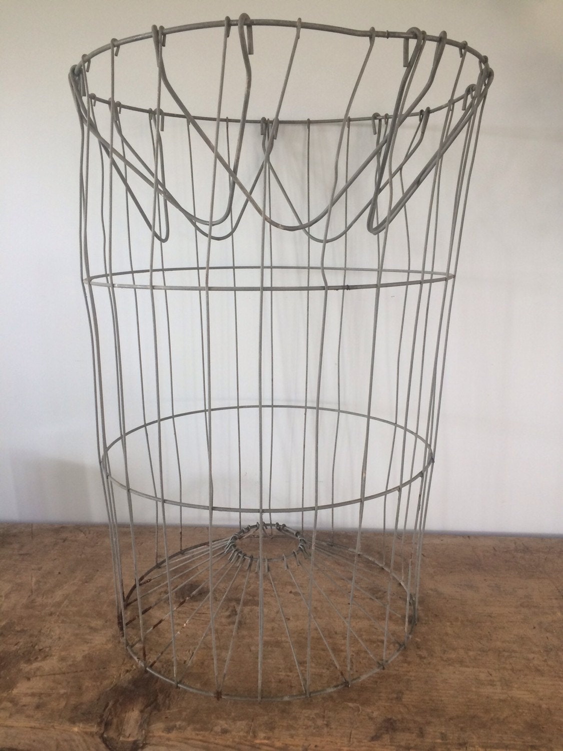 Vintage Wire Laundry Basket/Hamper, Industrial, French Style, Shabby