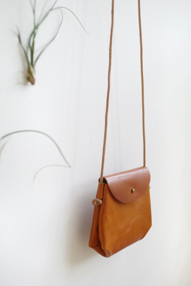 Mini Crossbody Sling small leather shoulder bag in caramel