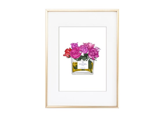 Items similar to Inspired Perfume + Flowers Illustration Print on Etsy