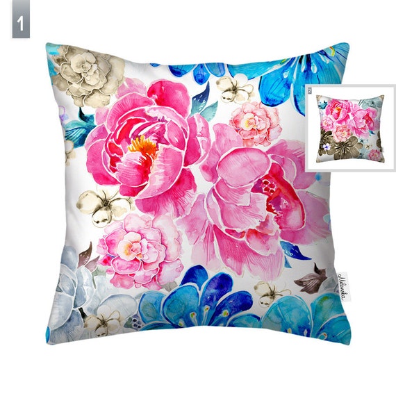 Items similar to Pink flowers pillow cover by original pattern design ...