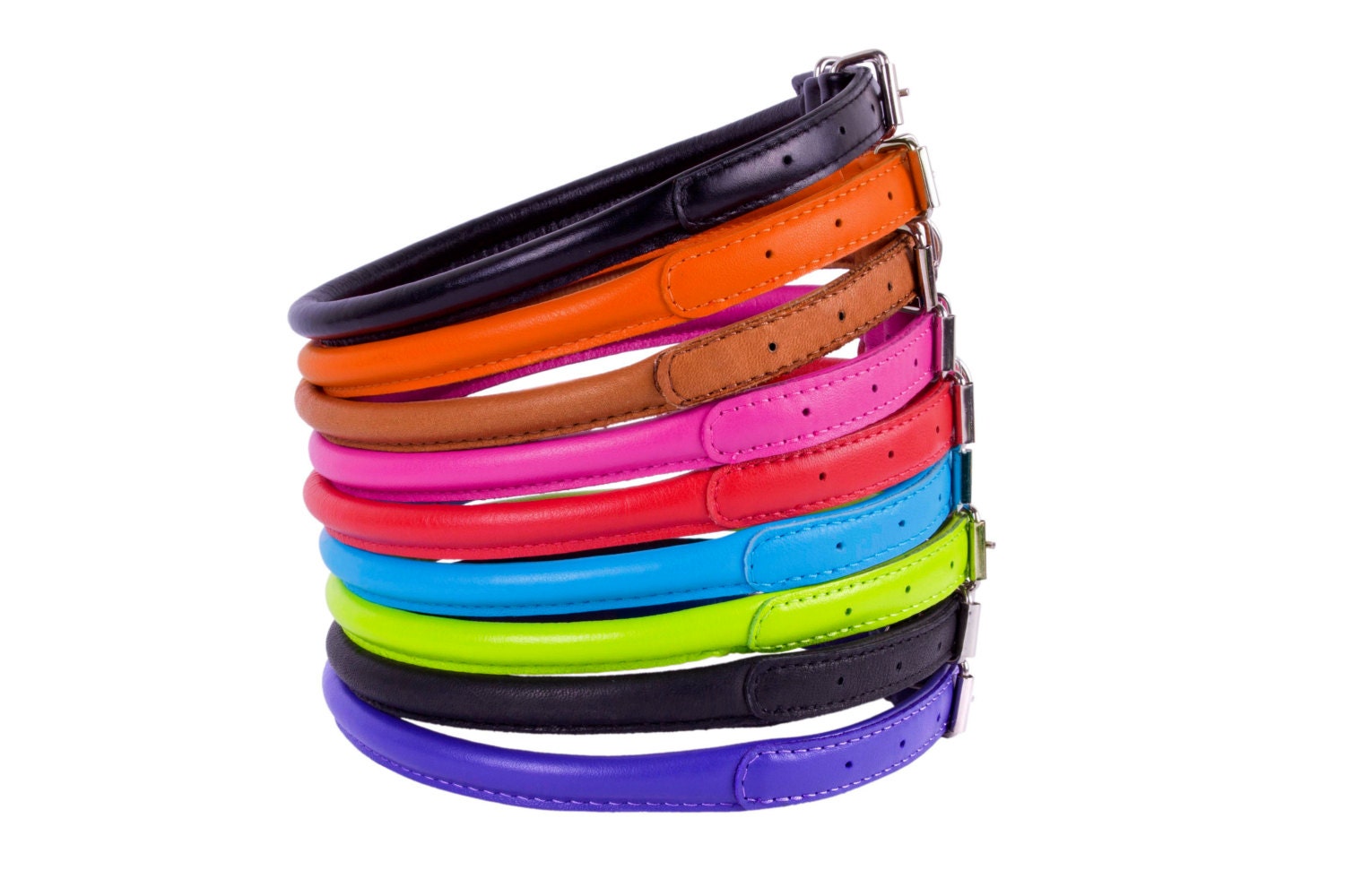 Rolled Leather Dog Collar Puppy Soft Sizes XS S M by CollarDirect