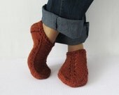 Brown Slippers  Handmade Knitted  Wool Slippers Hand Knit Booties Winter Slippers Ð¡ozy